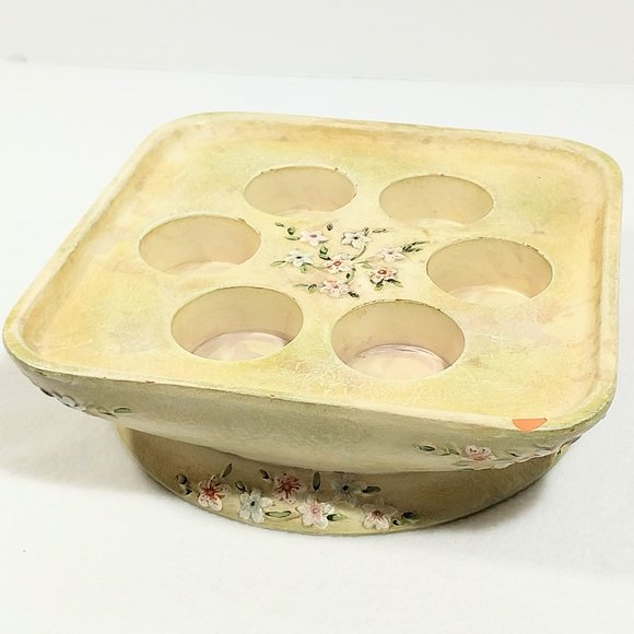 Vintage PartyLite Votive Pedestal Floral Design 6 Tealight Holder #1312 - Picture 11 of 11